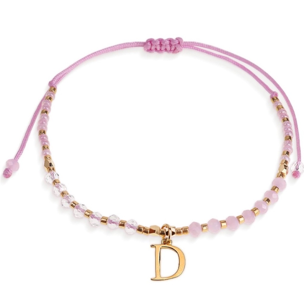 Beaded Natural Stone Initial Bracelet - Picture 2 of 5